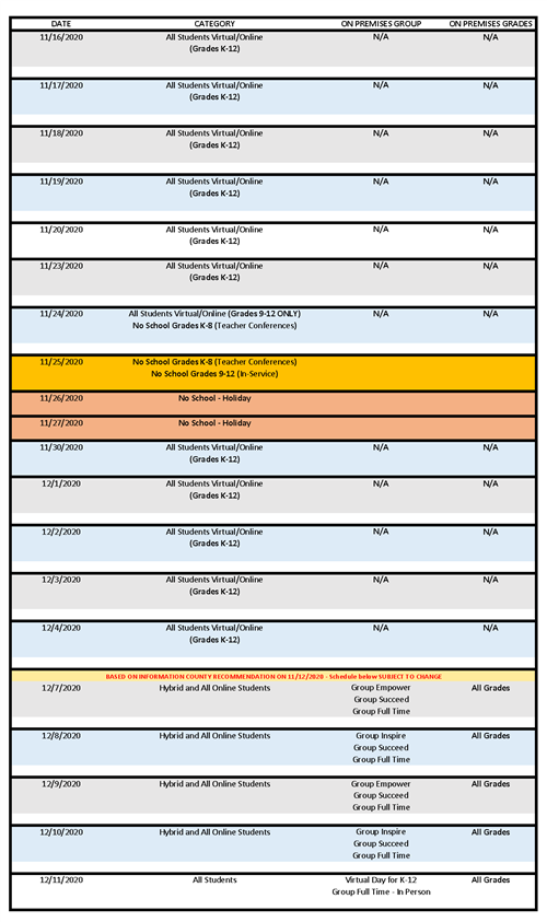 Student Schedule 
