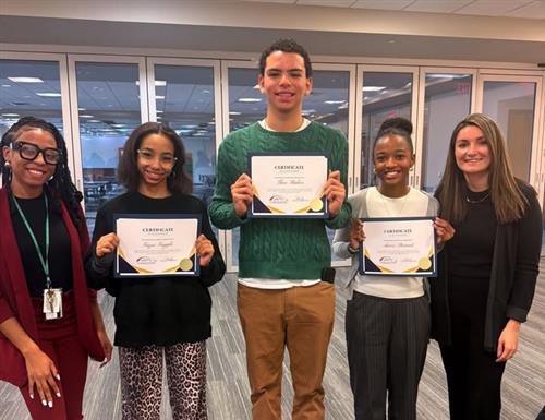 5 students holding Rising Stars Awards