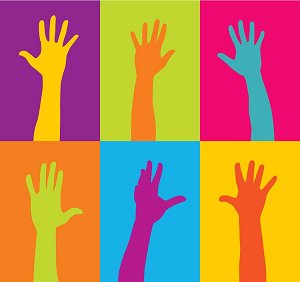 artwork of hands reaching for the sky 