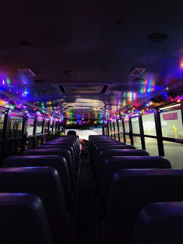 School Bus Decorated for the Holidays